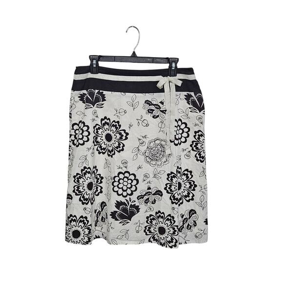VTG Y2K Mix Nouveau Brown/Cream A-Line Floral Skirt Sz 10 Medium 100% Cotton - Picture 1 of 8